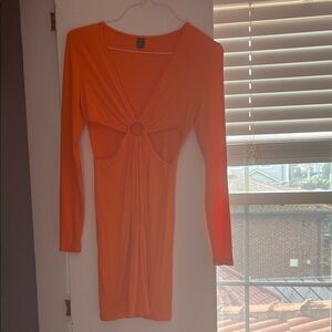 SHEIN Bold Orange Long Sleeve Dress